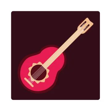Guitar instrument musical string element icon block and flat Stock Illustration