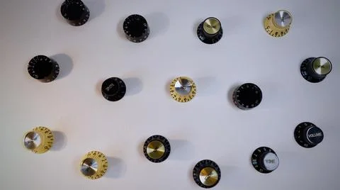 Guitar knobs . guitar parts closeup with copy space Stockfoto's