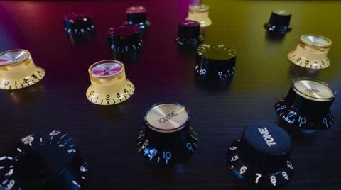 Guitar knobs . guitar parts closeup with copy space Stock Photos