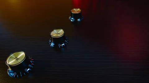 Guitar knobs . guitar parts closeup with copy space Stock Photos