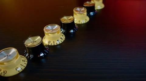 Guitar knobs . guitar parts closeup with copy space Stock Photos
