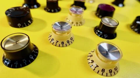 Guitar knobs . guitar parts closeup with copy space Stockfoto's
