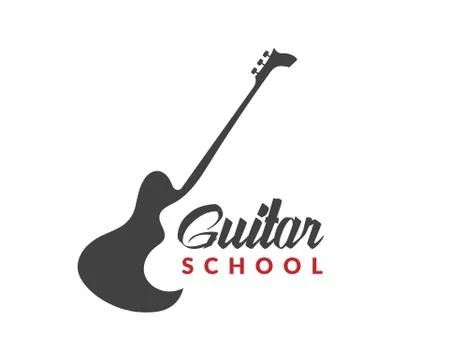 Guitar logo. Best for music store, guitar shop, guitar school Stock Illustration