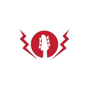 Guitar logo flat design 스톡 일러스트