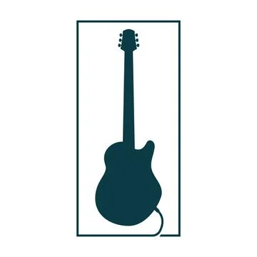 Guitar logo flat design Stock Illustration