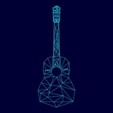 Guitar low poly triangulation triangulated polygonal electric cyan blue vibra Stock Illustration