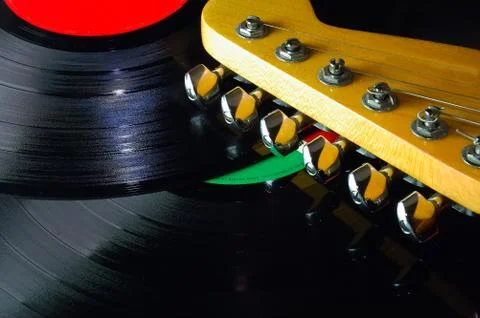 Guitar on lp Stock Photos