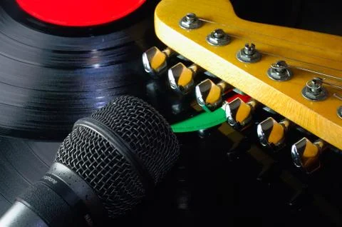 Guitar on lp Foto stock