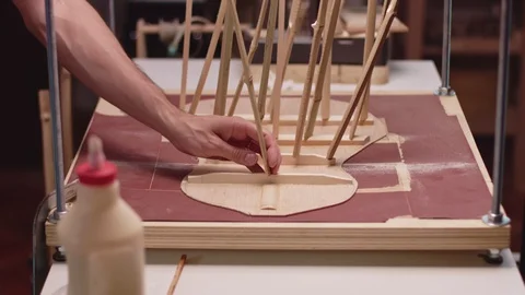 Guitar maker making a guitar Video stock 117978113