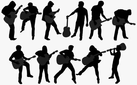 Guitar man silhouettes Stock Illustration