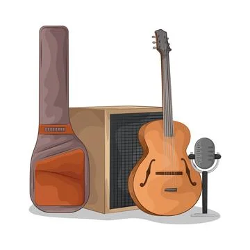 Guitar With Microphone Stock Illustration