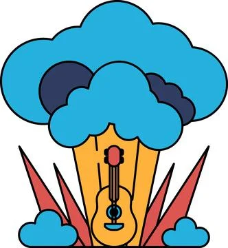 A guitar is in the middle of a cloud Stock Illustration