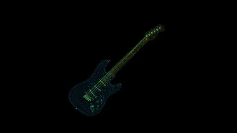 Guitar Model Rotating UI Screen. Guitar HUD Animation. Stock Illustration