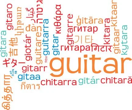 Guitar multilanguage wordcloud background concept Stock-Illustration