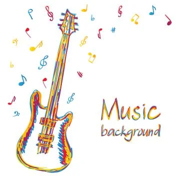 Guitar music background with notes Illustrazione stock