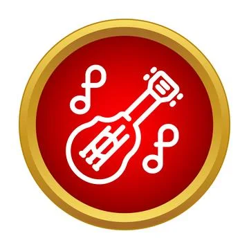 Guitar music notes icon red gold circle Stock Illustration