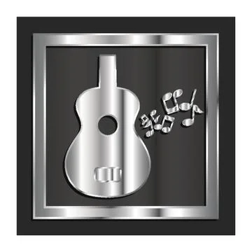 Guitar With Musical Notes Illustrazione stock