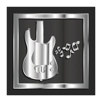 Guitar With Musical Notes Illustrazione stock