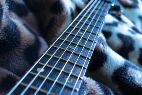 Guitar neck and strings Stock Photos
