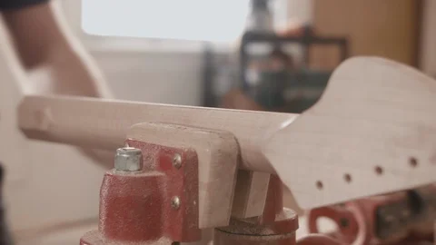 Guitar Neck In Vice Grip Stock Footage 126922575