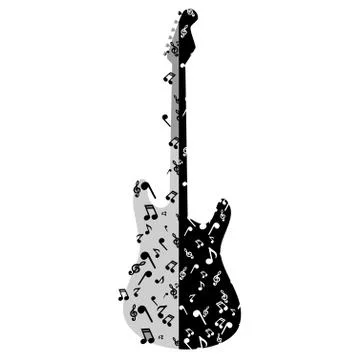 Guitar with notes Stock Illustration
