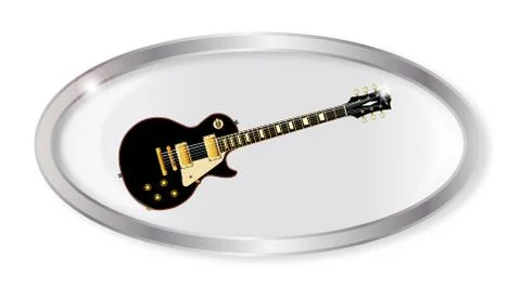 Guitar Oval Button Stock Illustration