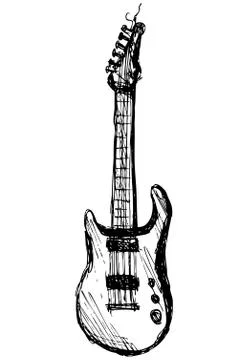 Guitar over white background Stock Illustration
