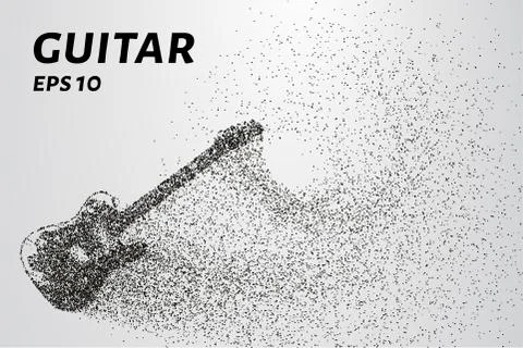 Guitar of the particles. The guitar is composed of circles and dots. Vector.. Stock Illustration