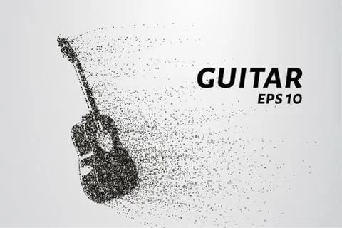 Guitar of the particles. The guitar is composed of circles and dots. Vector.. Stock Illustration