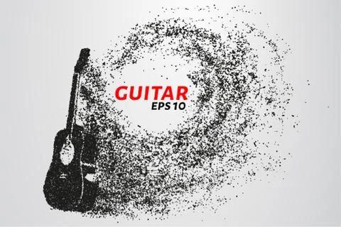 Guitar of the particles. The guitar is composed of circles and dots. Vector i 스톡 일러스트