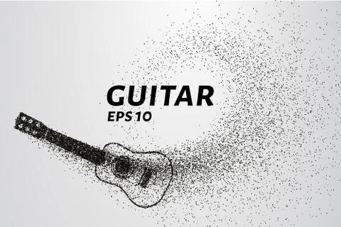 Guitar of the particles. The guitar is composed of small circles and dots. .. Stock Illustration