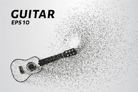 Guitar of the particles. The guitar is composed of small circles and dots. .. Stock Illustration