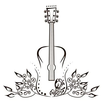 Guitar patterns on white background vector illustration Stock Illustration