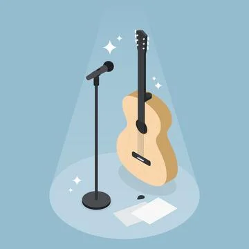 Guitar Performance Isometric Illustration Stock Illustration