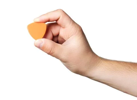 Guitar pick in hand Stock Photos