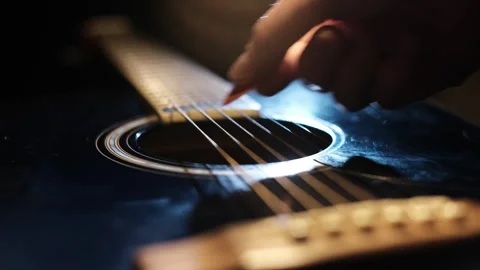 Guitar Pick Plucking Strings of Dark Instrument Stock Footage 301541129