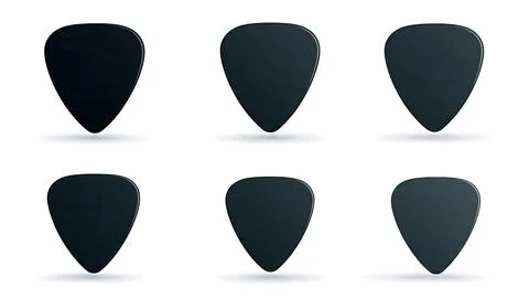 Guitar Pick Shapes and Sizes Silhouette Icon Set Stock Illustration