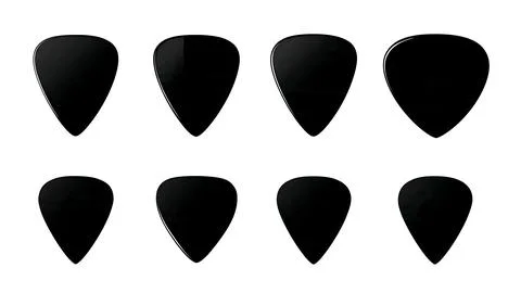 Guitar Pick Shapes and Sizes Silhouette Icon Set Stock Illustration