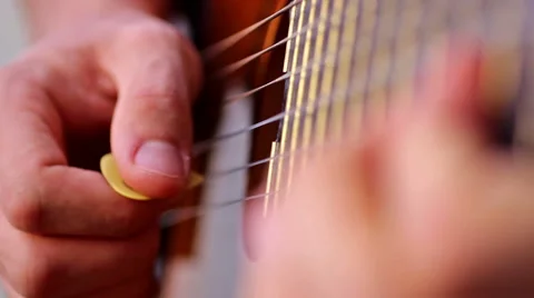 Guitar picking with sound Video stock 43505559