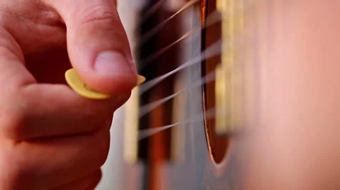 Guitar picking with sound Stock Footage 43505808