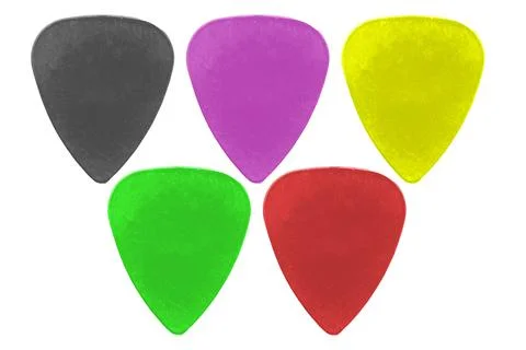 Guitar plastic pick isolate set assorted colors Stock Photos