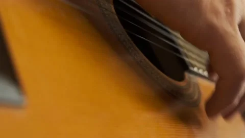 Guitar player. Close-up of fingers on strings. Melody and music Stock Footage 167576492