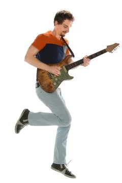 Guitar player jumping Foto stock