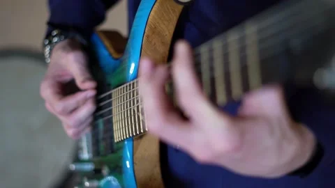 Guitar player plays guitar in the Studio Видео 132090271