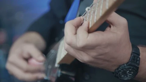 Guitar player on stage Stock Footage 94859578