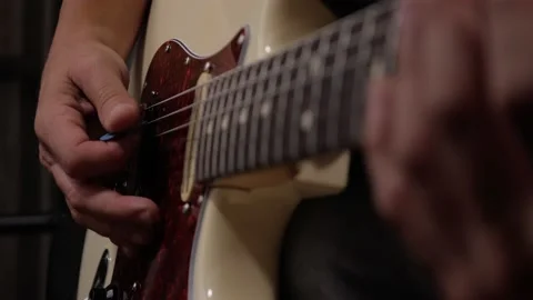 Guitar Player Strumming Hand 스톡 동영상 200924673