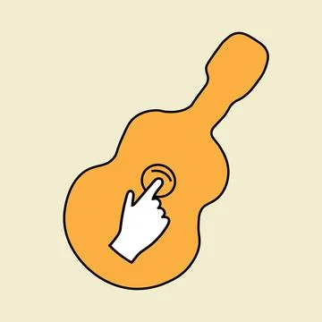 Guitar playing button Stock Illustration