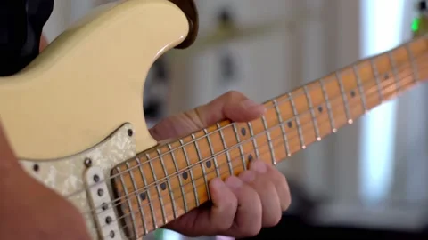 Guitar playing close up Video stock 142121439