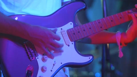 Guitar playing close up at live show Stock Footage 247331139
