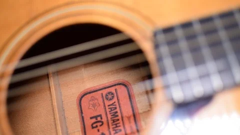 Guitar playing close up with shallow depth of field Stock Footage 87752034